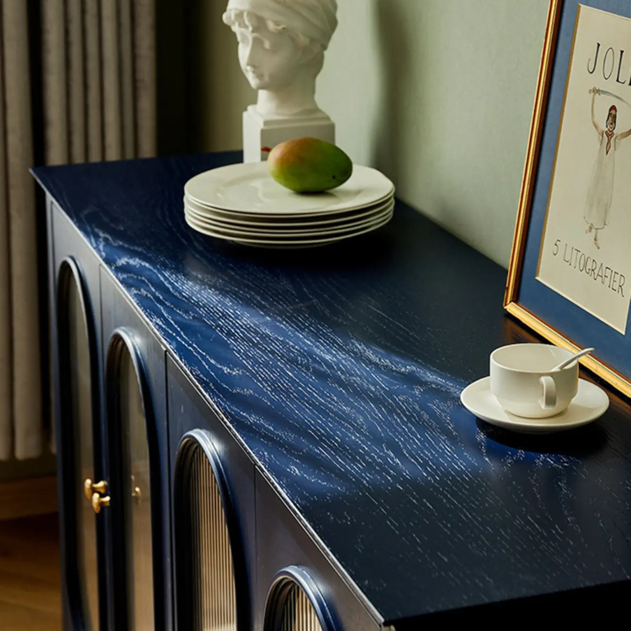 Scandinavian Oak Wooden Oval Fluted Glass Utility Cabinet Image - 17 | homeyfad