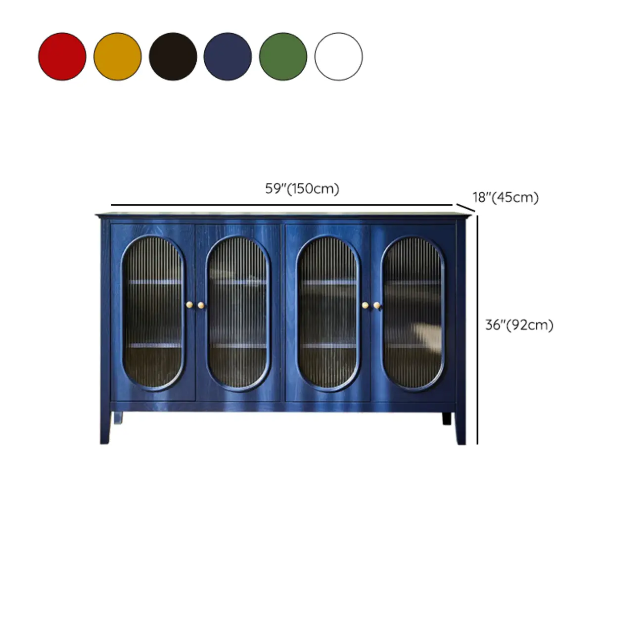 Scandinavian Oak Wooden Oval Fluted Glass Utility Cabinet #size | homeyfad