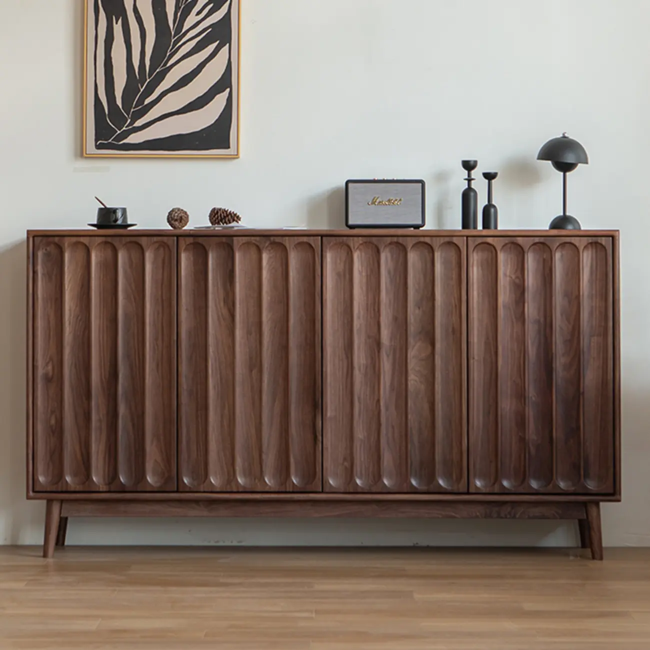 Modern Large Brown Wood Adjustable Shelves Storage Cabinet Image - 2 | homeyfad