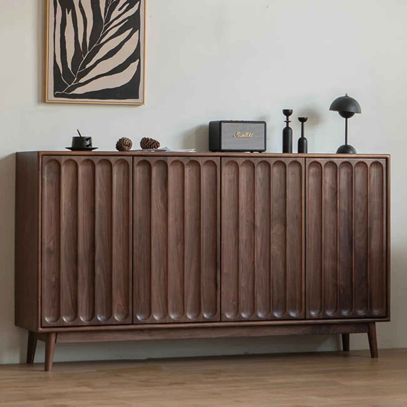 Modern Large Brown Wood Adjustable Shelves Storage Cabinet Image - 3 | homeyfad