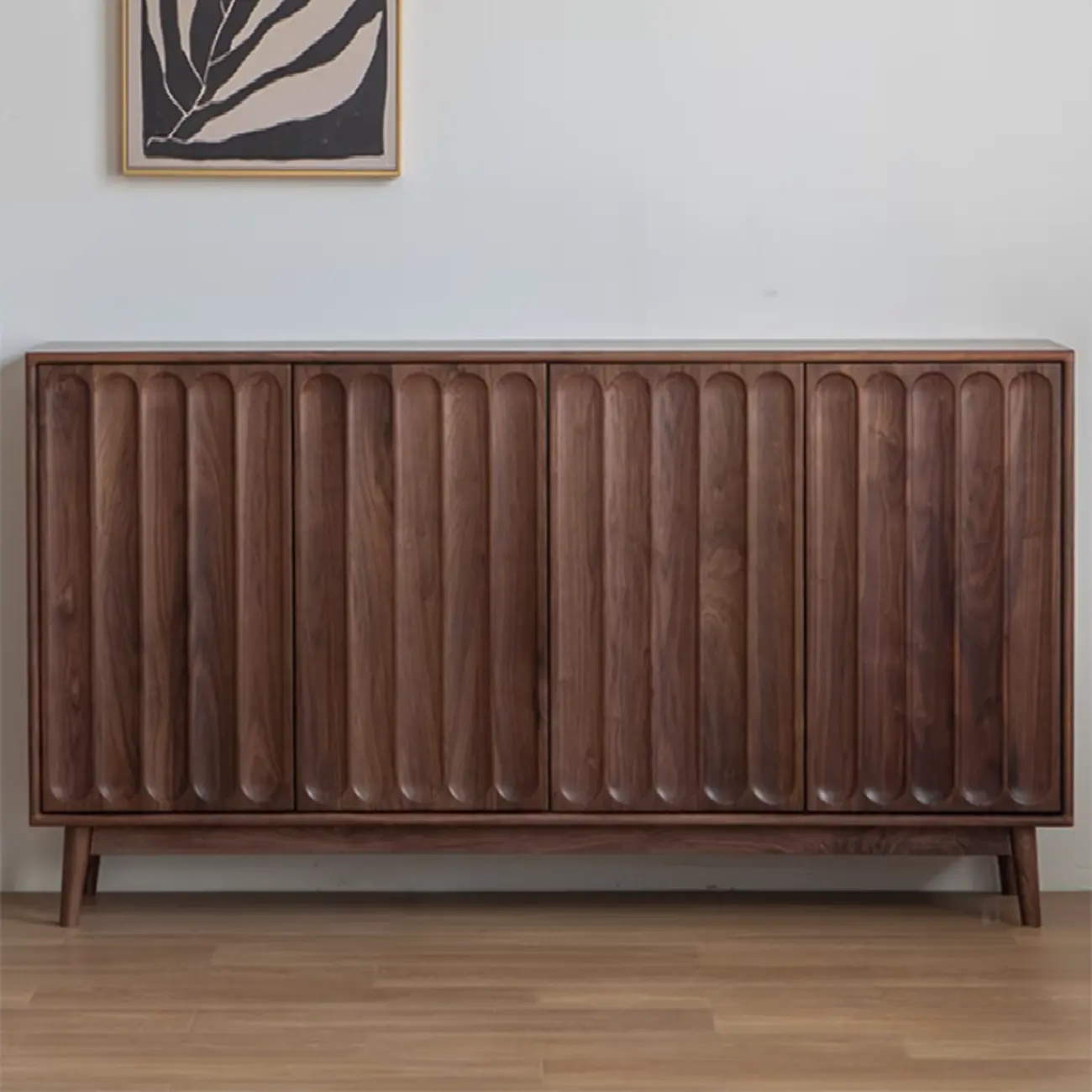 Modern Large Brown Wood Adjustable Shelves Storage Cabinet Image - 1 | homeyfad