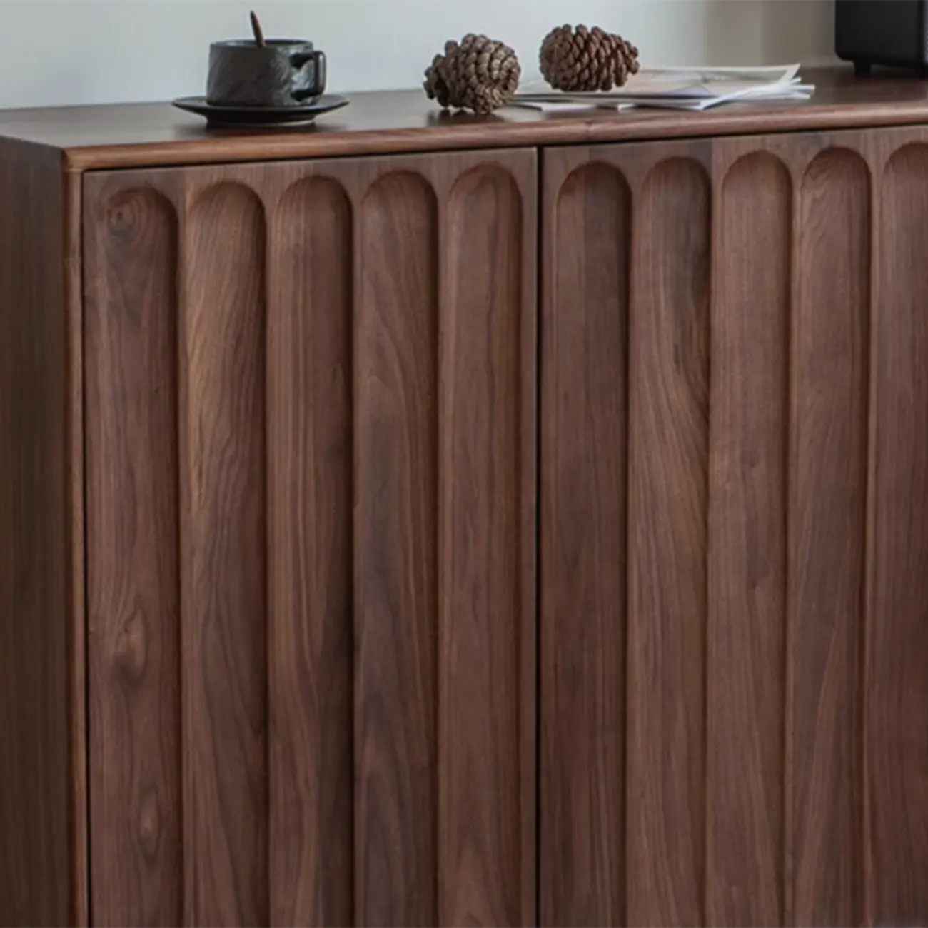 Modern Large Brown Wood Adjustable Shelves Storage Cabinet Image - 6 | homeyfad