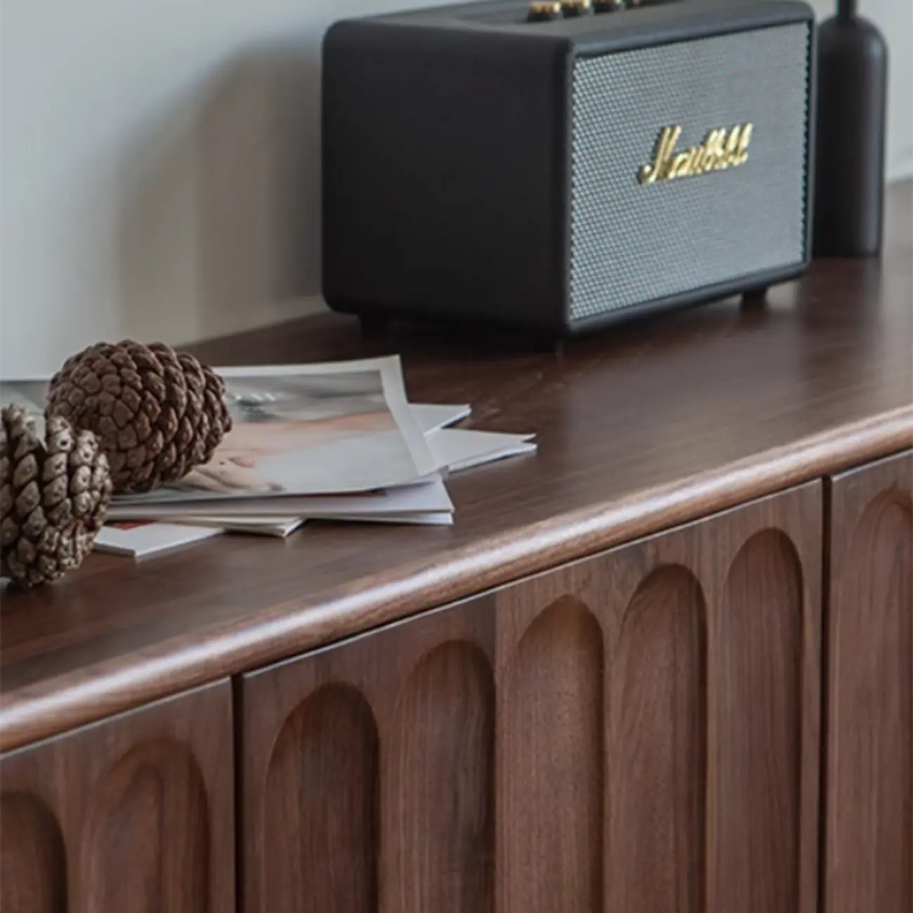 Modern Large Brown Wood Adjustable Shelves Storage Cabinet Image - 7 | homeyfad