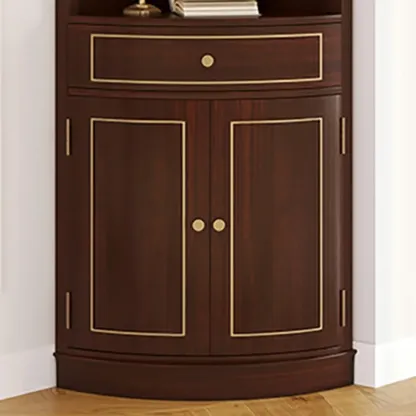 Antique Grey Wooden Gold Accent Corner Cabinet Image - 11