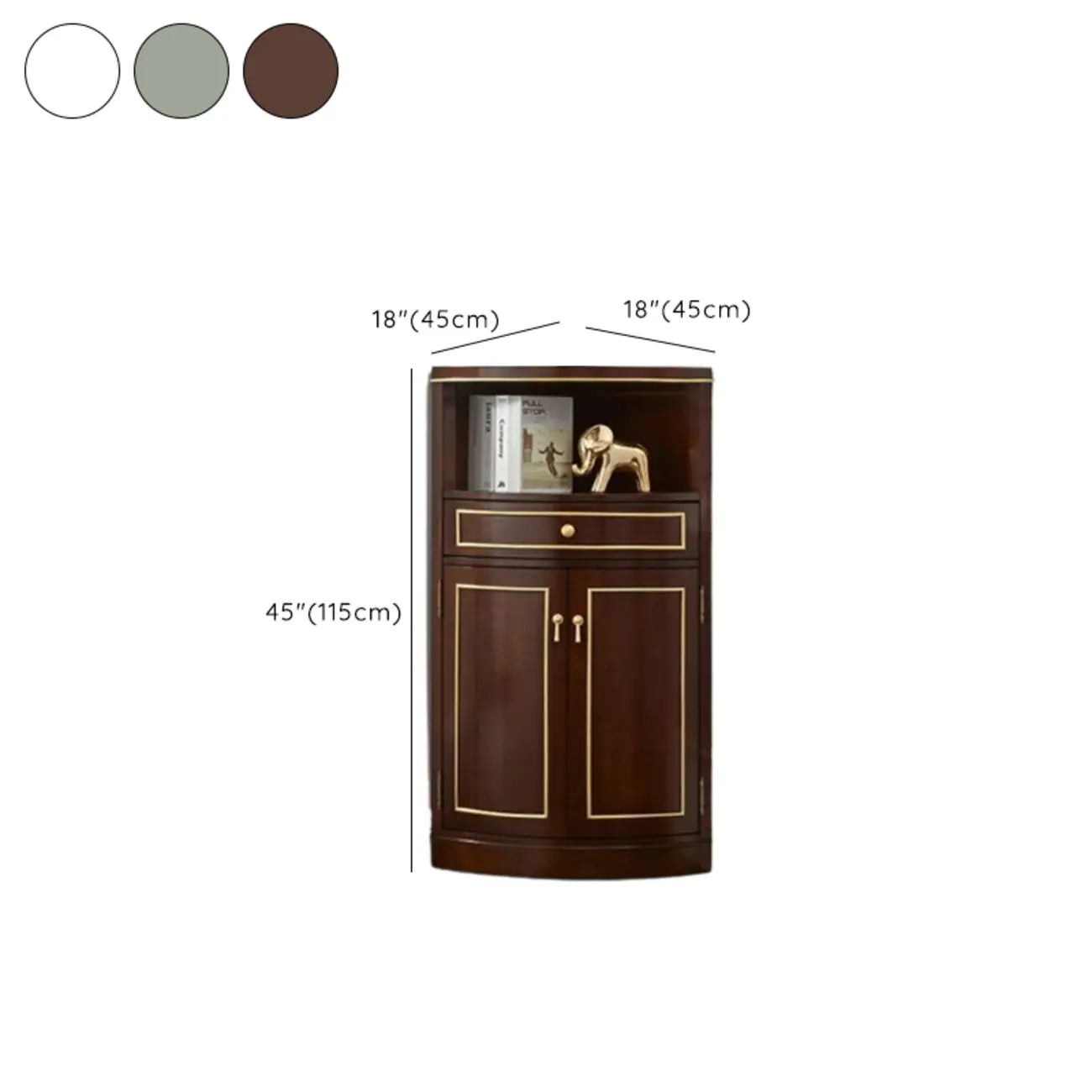 Antique Grey Wooden Gold Accent Corner Cabinet #size | homeyfad