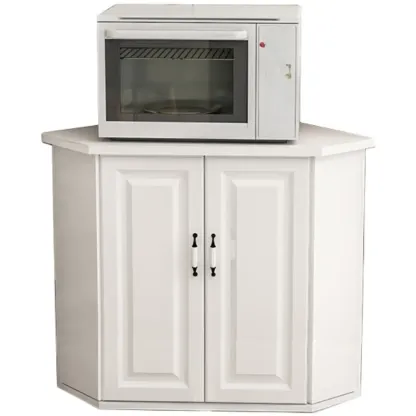 Modern White Manufactured Wood Storage Corner Cabinet Image - 7