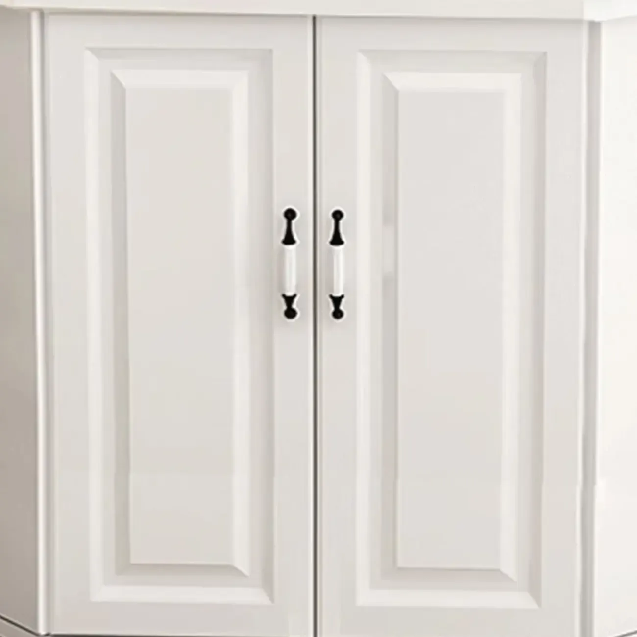 Modern White Manufactured Wood Storage Corner Cabinet Image - 9