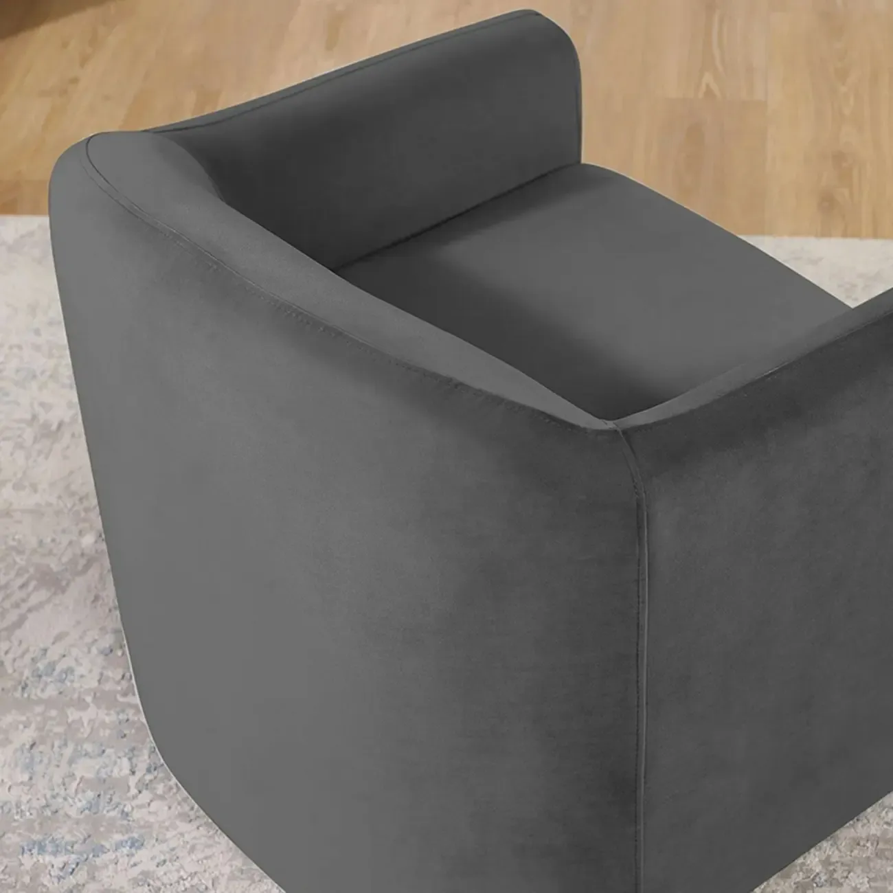Modern Sky Blue Fabric Accent Chair with Armrests for Home Image - 11