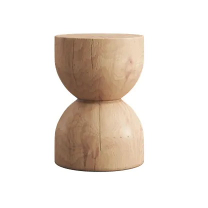 Modern Wooden Drum End Table with Unflip Top for Living Room Image - 3