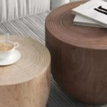Modern Wooden Drum End Table with Unflip Top for Living Room Image - 11