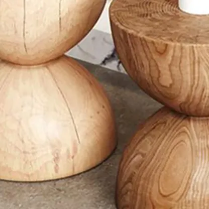 Modern Wooden Drum End Table with Unflip Top for Living Room Image - 17