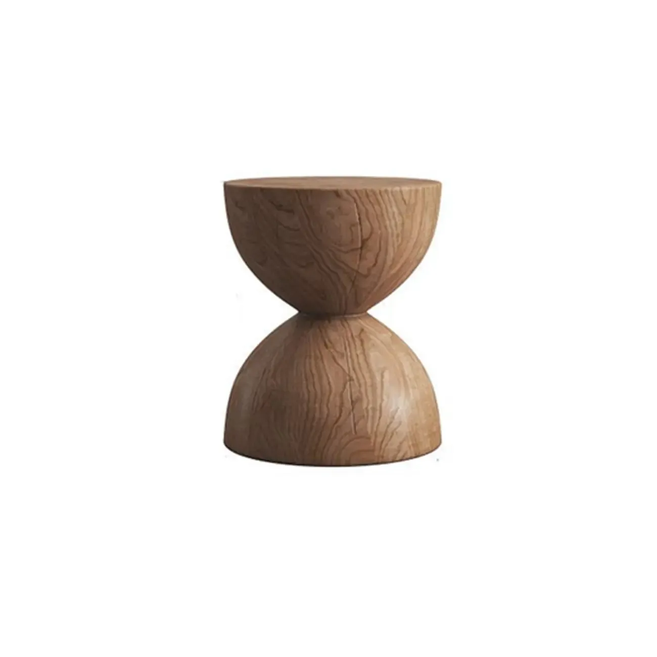 Modern Wooden Drum End Table with Unflip Top for Living Room