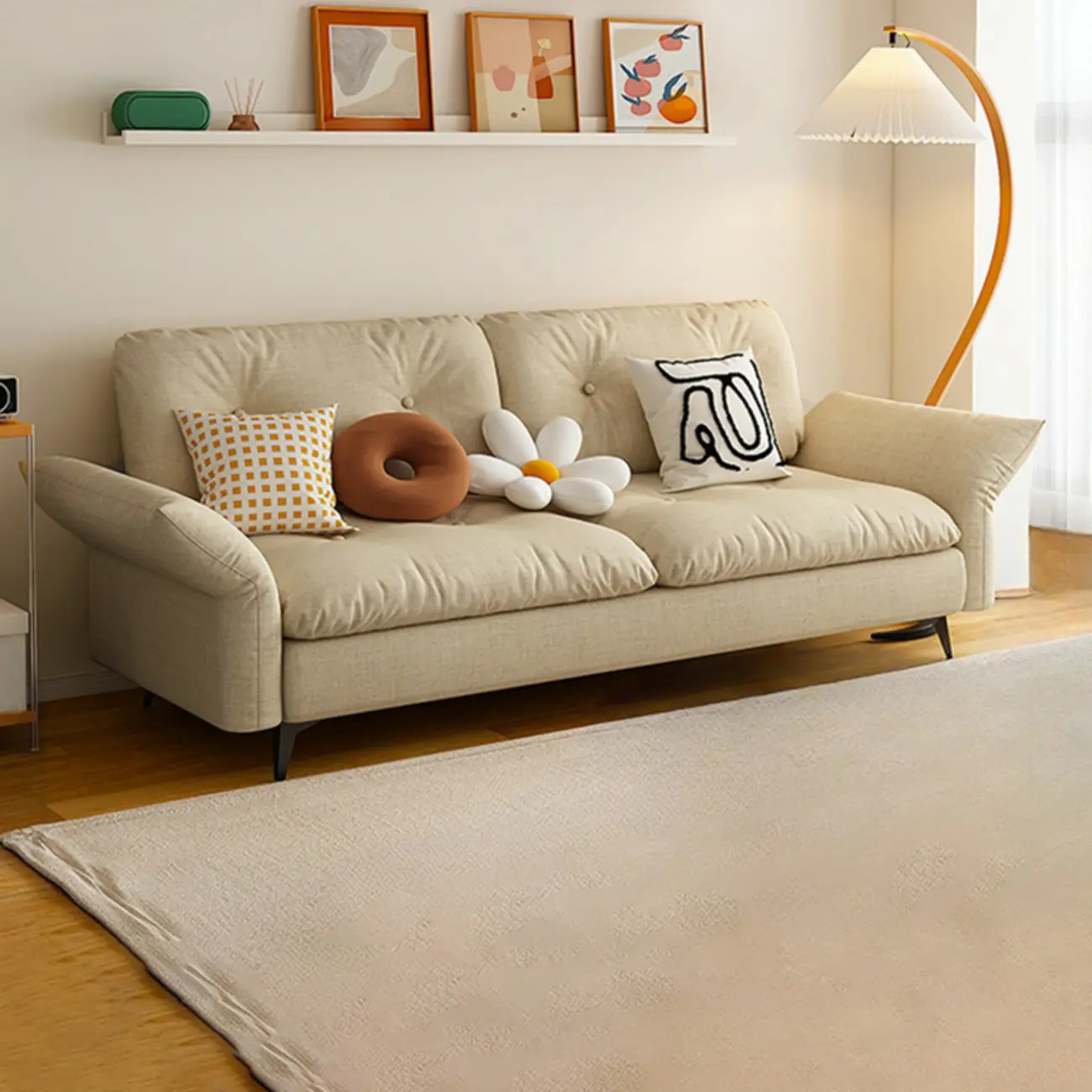 Convertible Modern Cotton & Linen Loveseat Sleeper Sofa Image - 1 | homeyfad