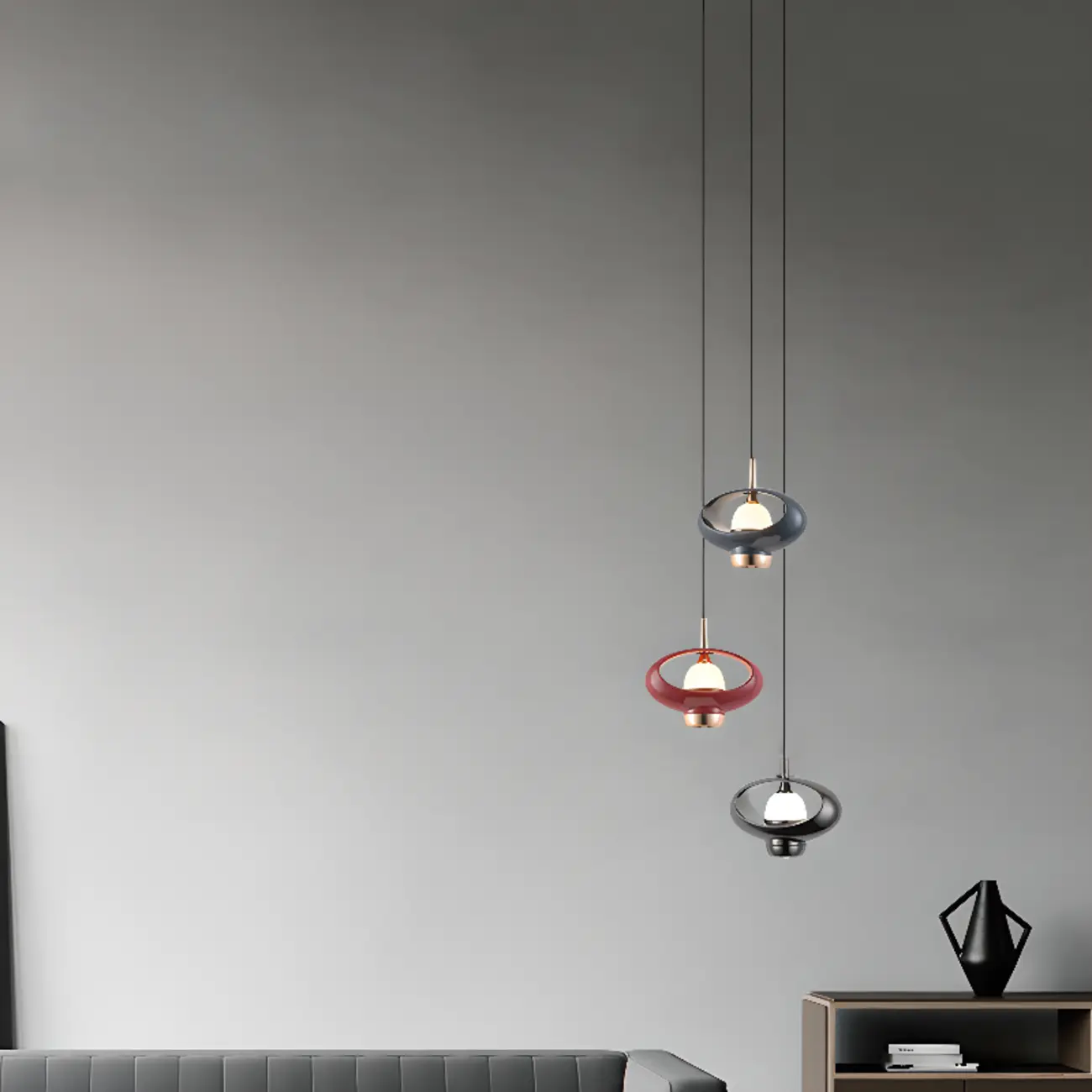 Modern 2-Light Geometric Metal Acrylic Pendant Light Image - 2 | homeyfad