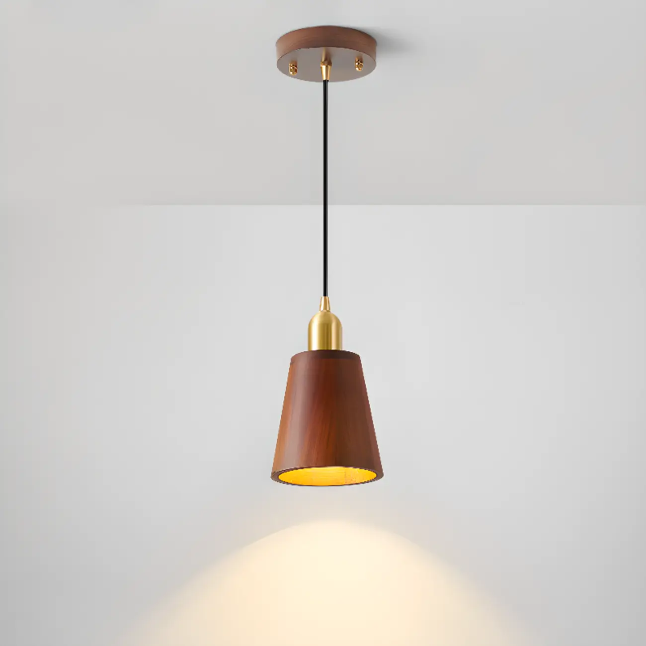Solid Wood Walnut Cylinder Cord Pendant Light Image - 5 | homeyfad