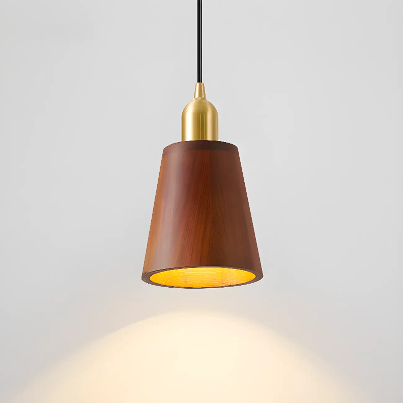 Solid Wood Walnut Cylinder Cord Pendant Light Image - 12 | homeyfad