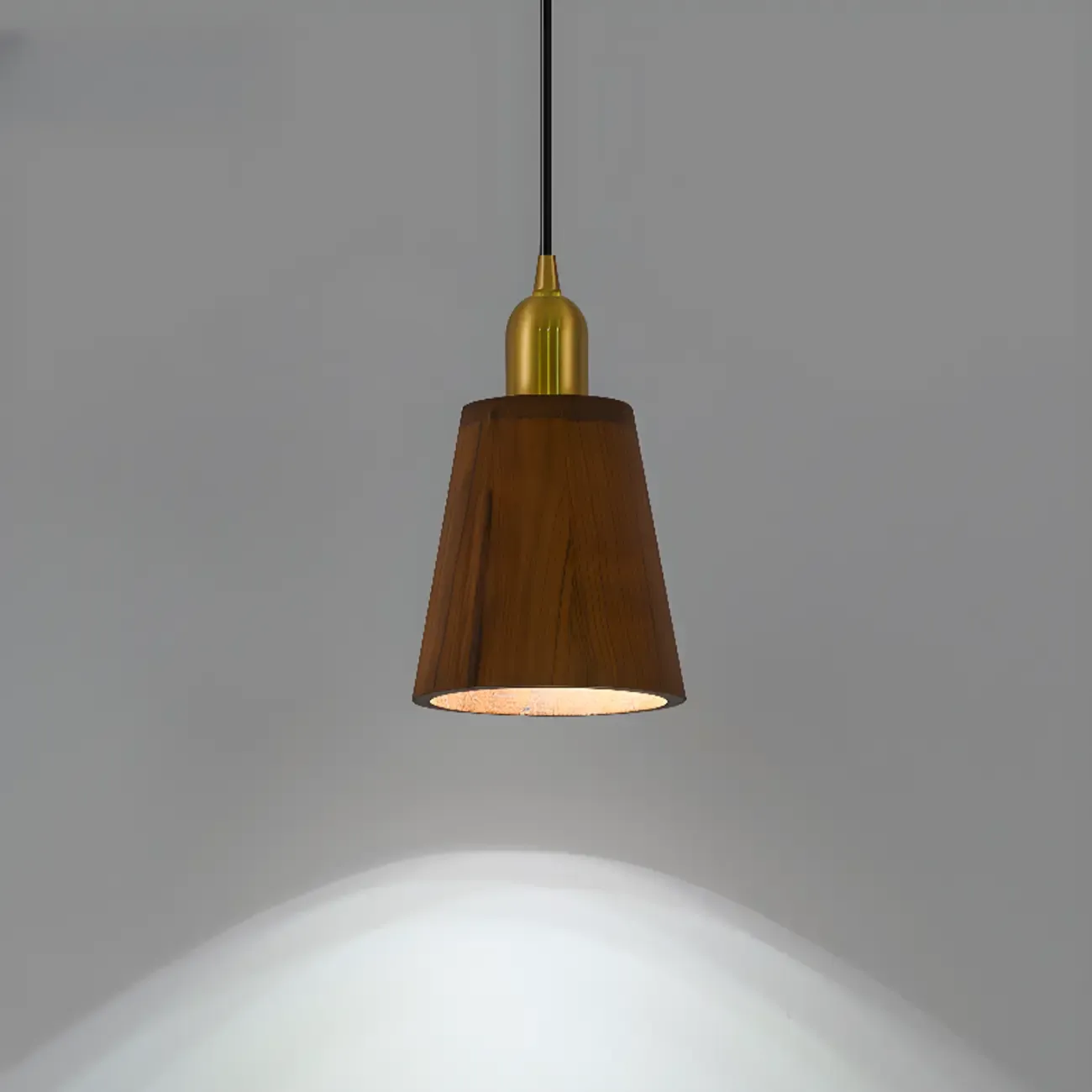 Solid Wood Walnut Cylinder Cord Pendant Light Image - 13