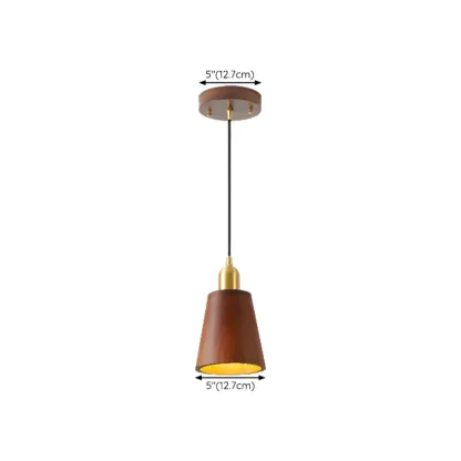 Solid Wood Walnut Cylinder Cord Pendant Light Image - 17