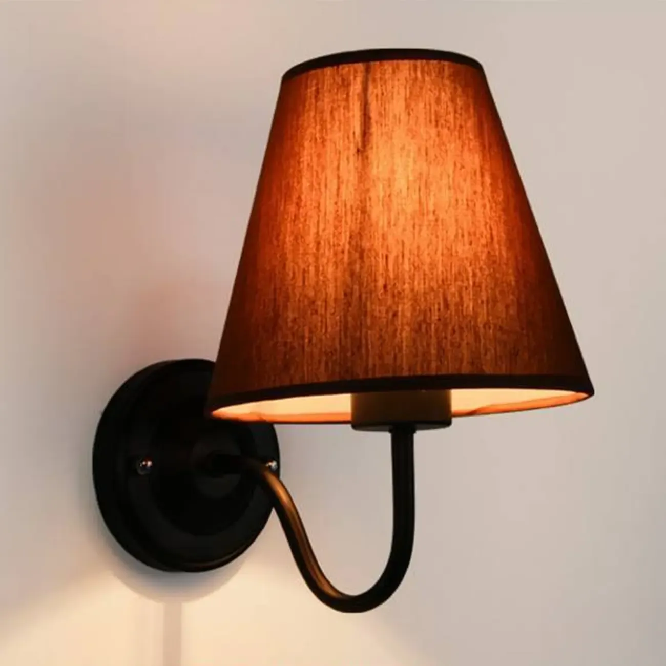 Modern Indoor Fabric Wall Light with Black Metal Accent Image - 17