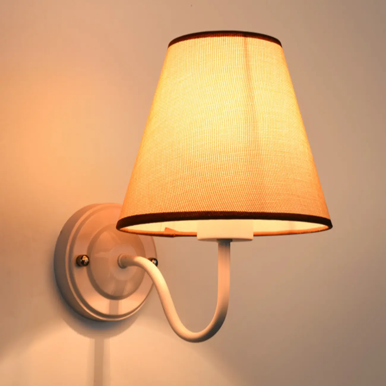 Modern Indoor Fabric Wall Light with Black Metal Accent Image - 19 | homeyfad