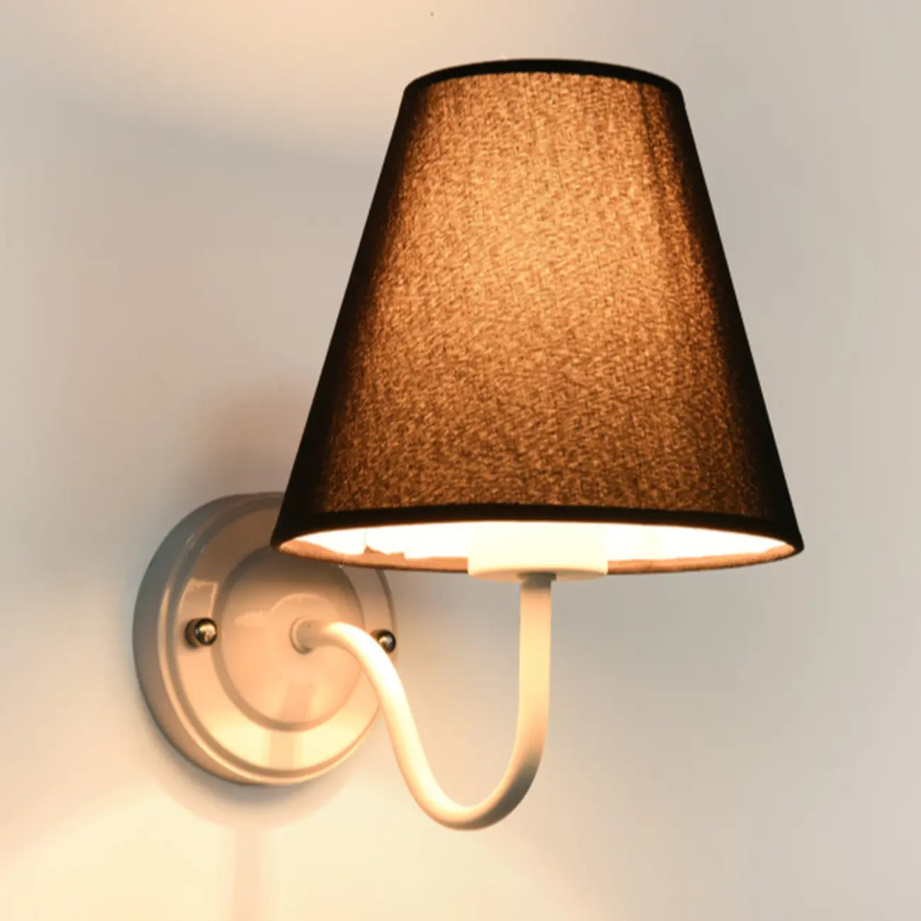 Modern Indoor Fabric Wall Light with Black Metal Accent Image - 21 | homeyfad