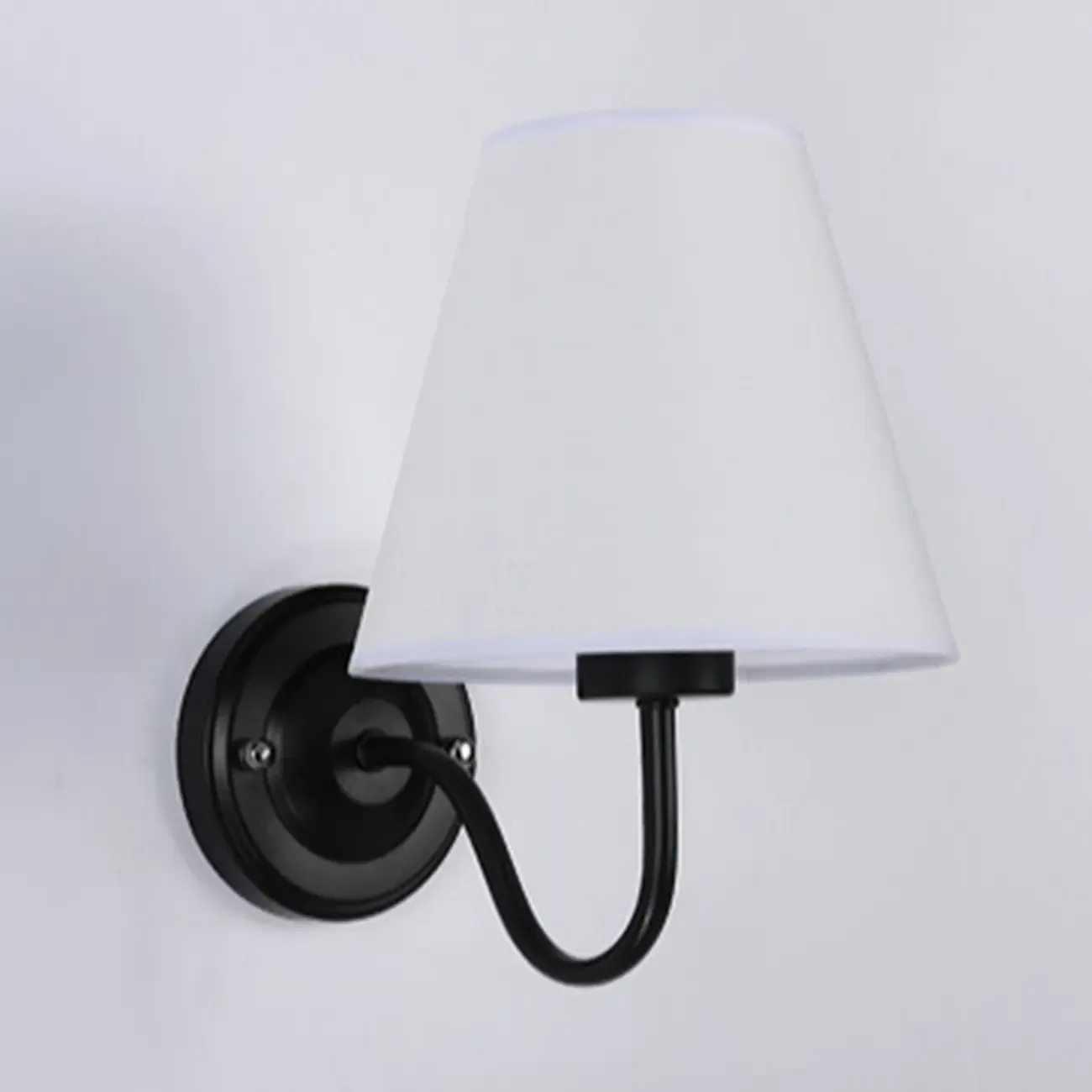 Modern Indoor Fabric Wall Light with Black Metal Accent Image - 24