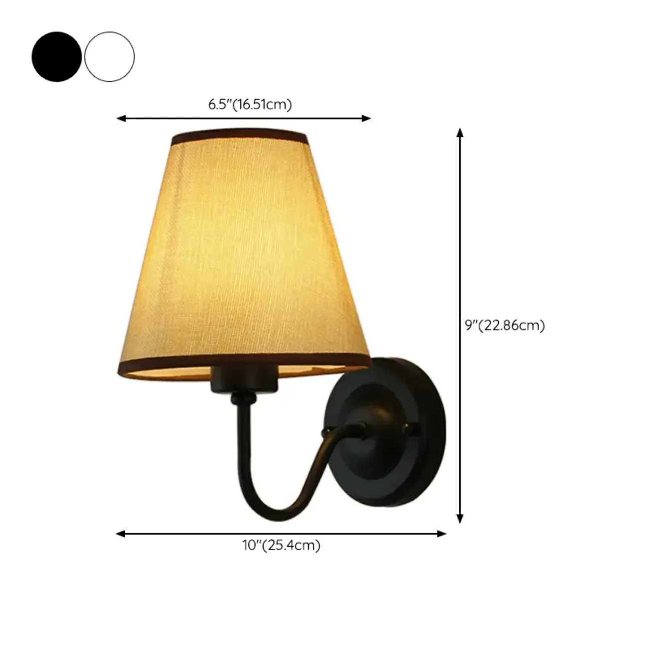Modern Indoor Fabric Wall Light with Black Metal Accent Image - 29