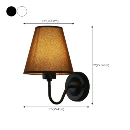 Modern Indoor Fabric Wall Light with Black Metal Accent Image - 30