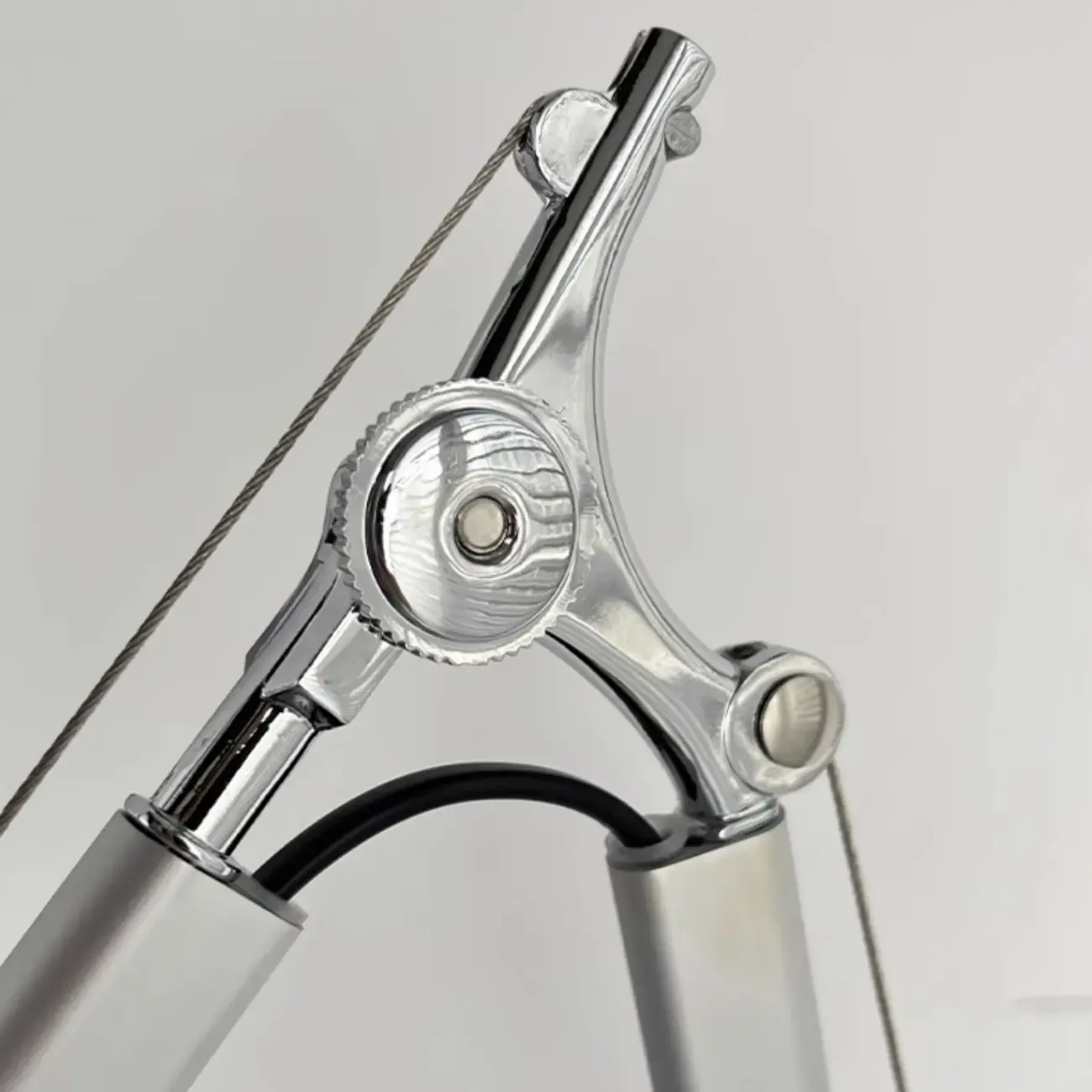 Modern Chrome Swing Arm Wall Light with Cloth Shade Image - 9