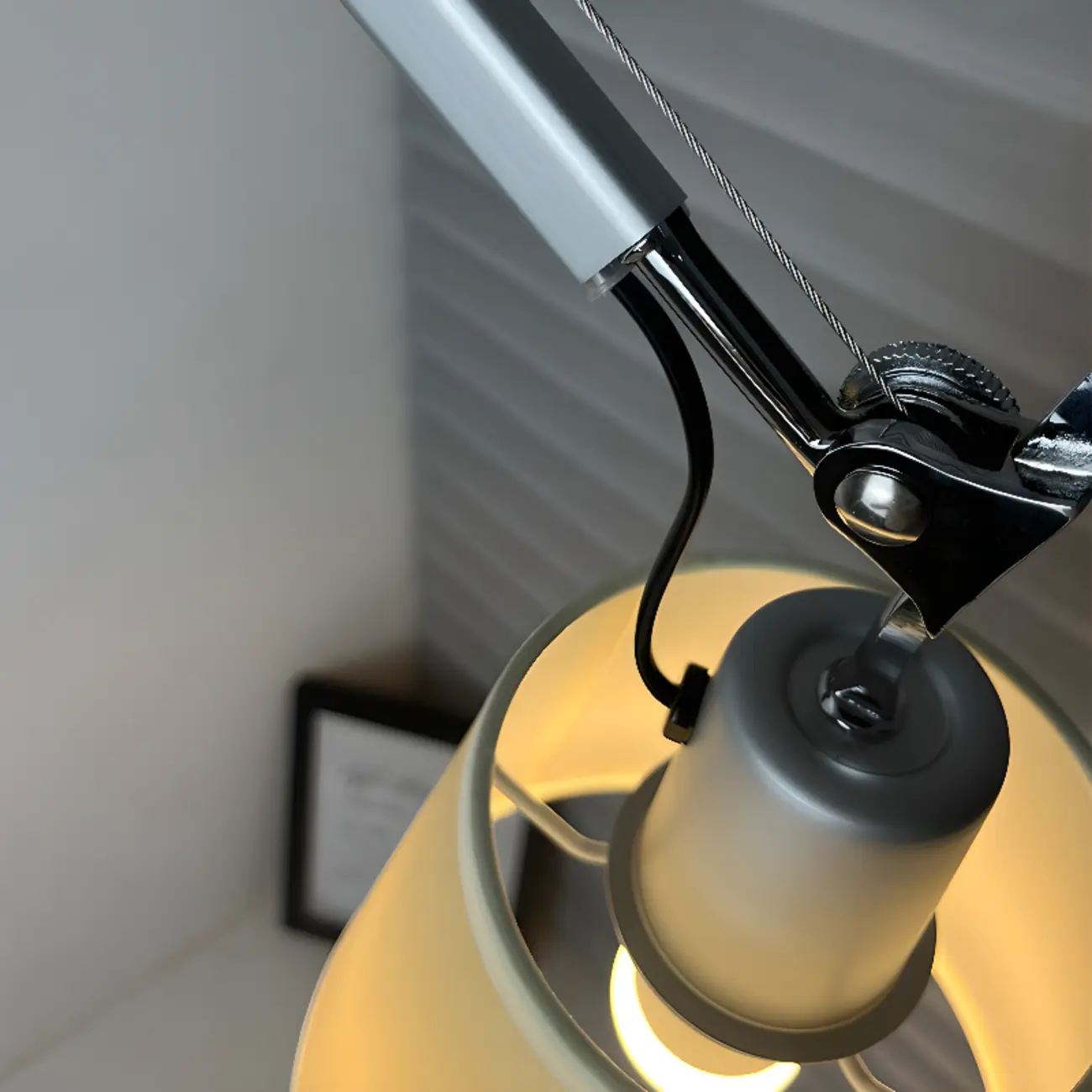 Modern Chrome Swing Arm Wall Light with Cloth Shade Image - 10 | homeyfad