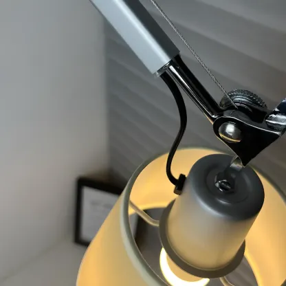 Modern Chrome Swing Arm Wall Light with Cloth Shade Image - 10