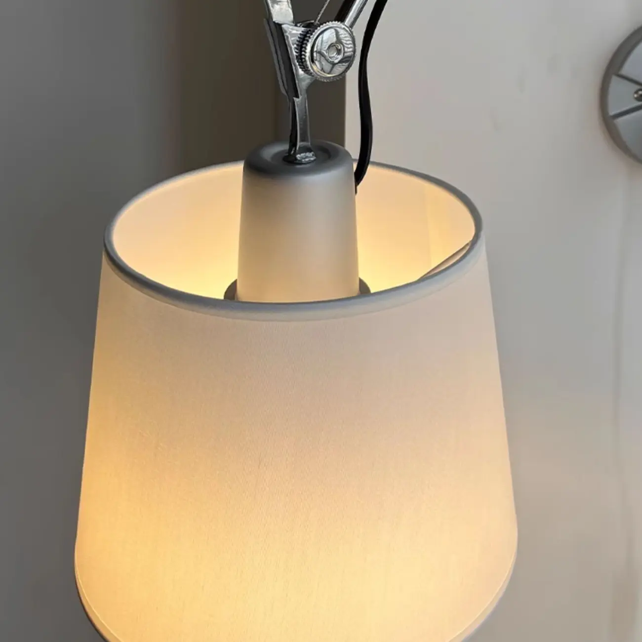 Modern Chrome Swing Arm Wall Light with Cloth Shade Image - 11 | homeyfad