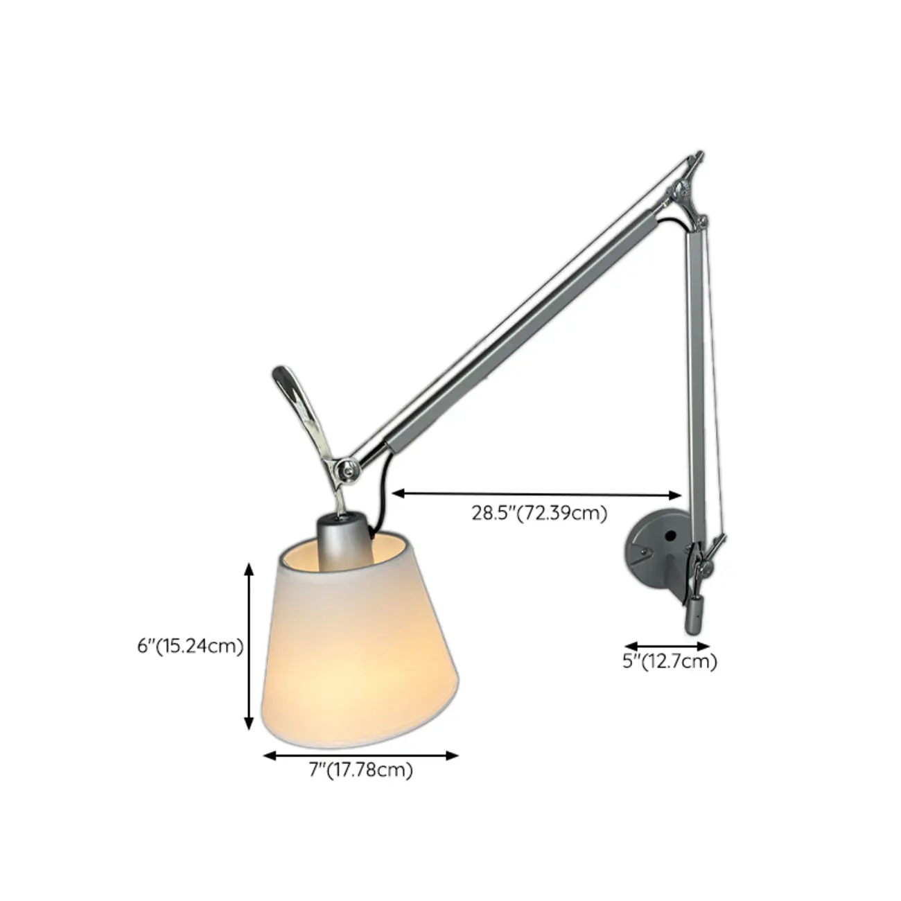 Modern Chrome Swing Arm Wall Light with Cloth Shade Image - 13 | homeyfad