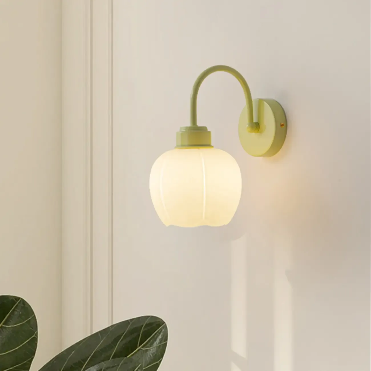 Modern Lime Green Globe Wall Light with Matte Shade Image - 3