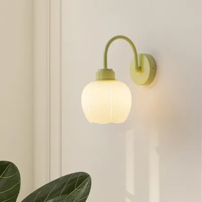 Modern Lime Green Globe Wall Light with Matte Shade Image - 3