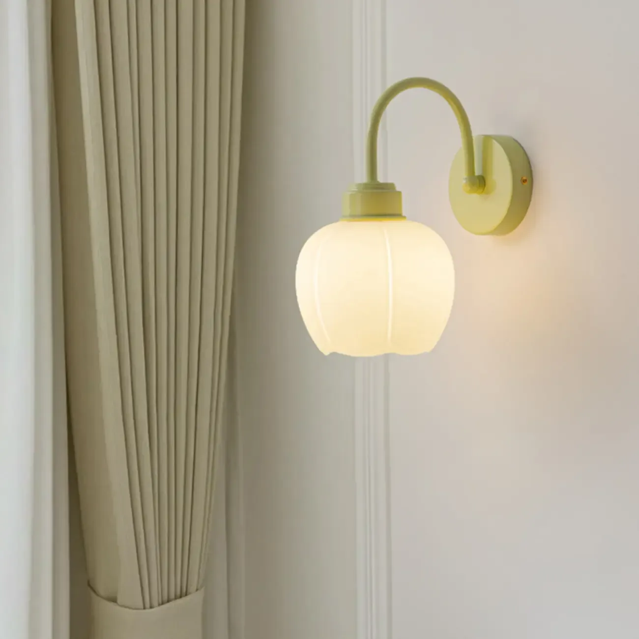 Modern Lime Green Globe Wall Light with Matte Shade Image - 1