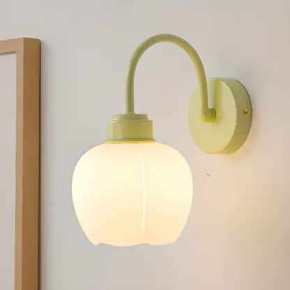 Modern Lime Green Globe Wall Light with Matte Shade Image - 2