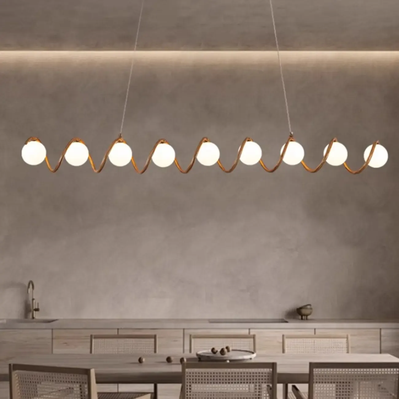 Modern Adjustable Wave Kitchen Island Pendant Light Image - 6