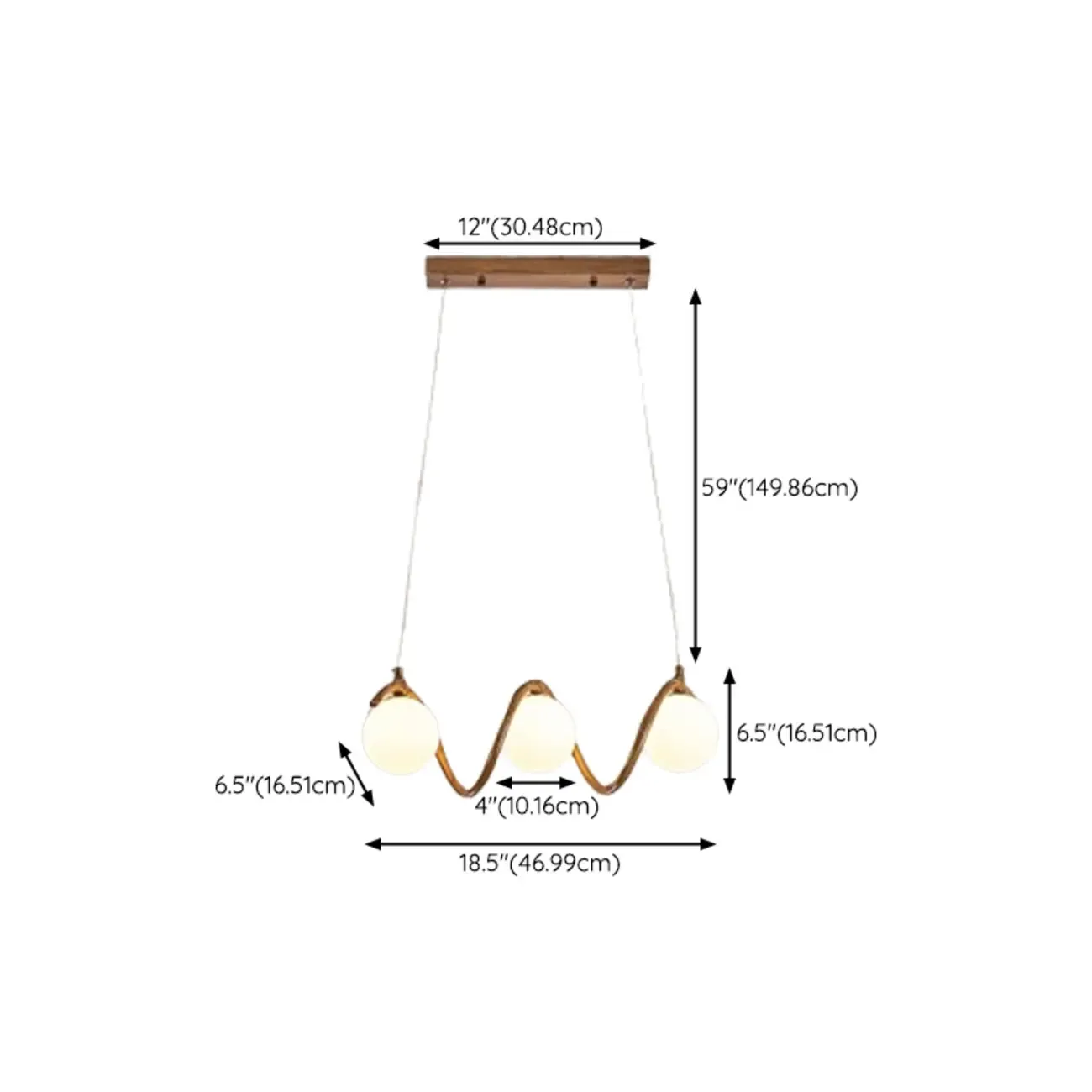 Modern Adjustable Wave Kitchen Island Pendant Light #size