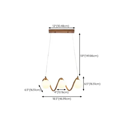 Modern Adjustable Wave Kitchen Island Pendant Light #size