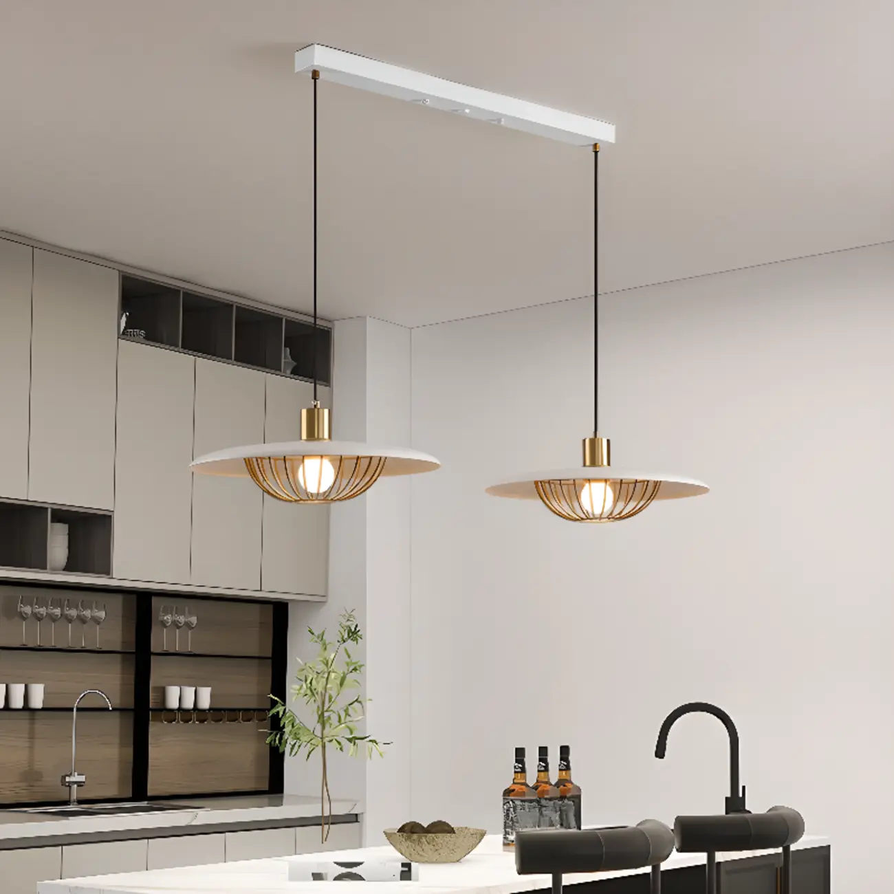 Modern Wrought Iron Island Pendant Light in Black Image - 2 | homeyfad