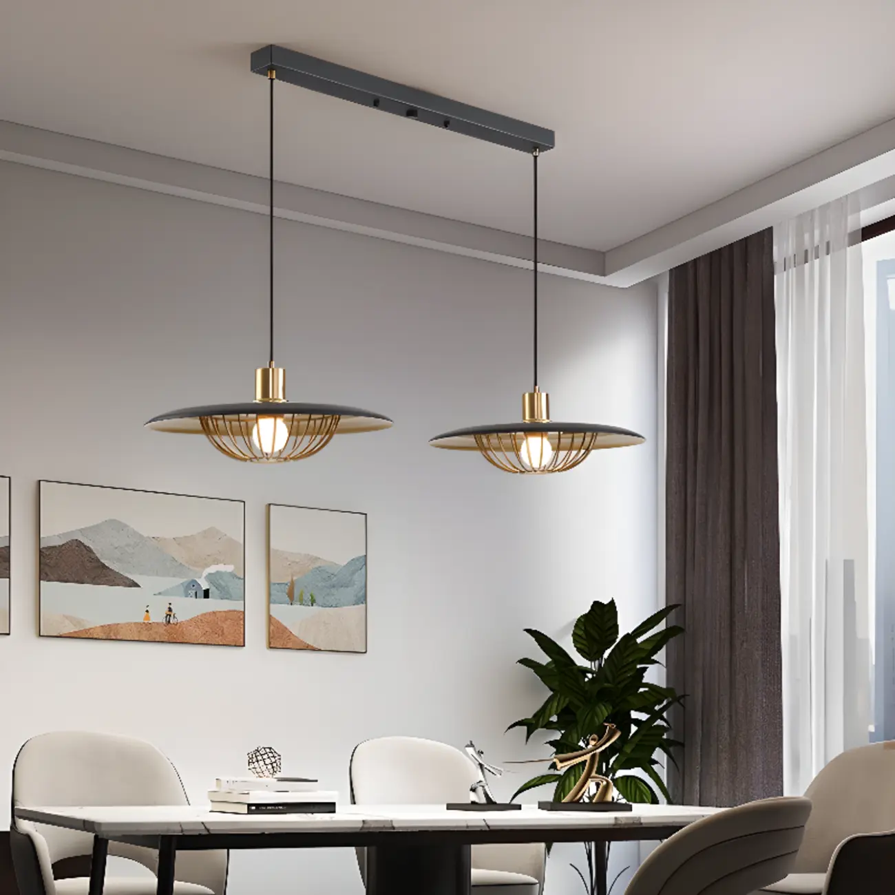 Modern Wrought Iron Island Pendant Light in Black Image - 1 | homeyfad