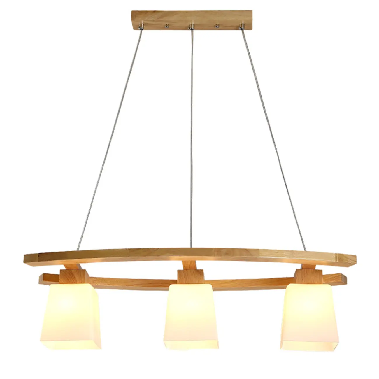 Modern Wooden Glass Island Pendant Light Image - 5 | homeyfad