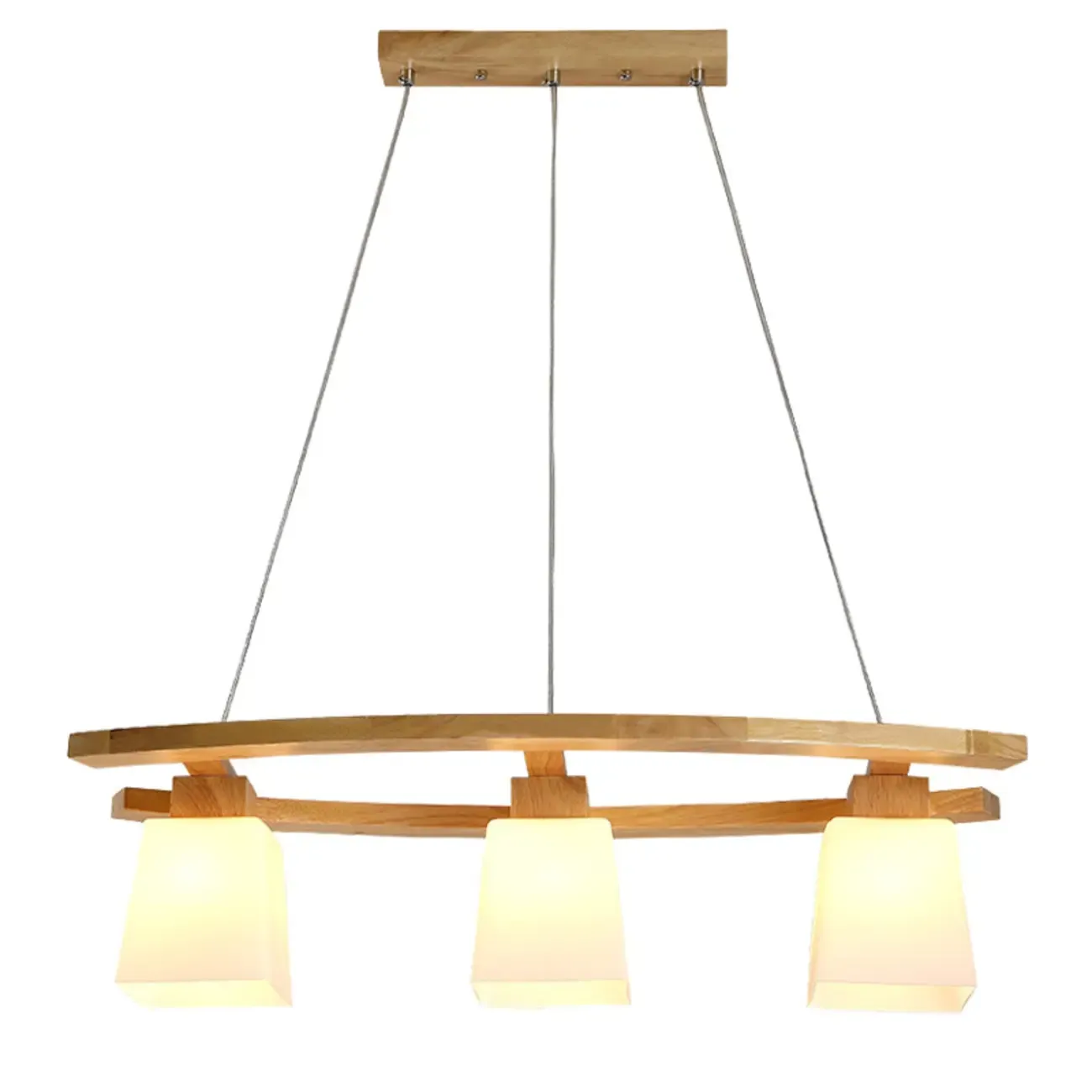 Modern Wooden Glass Island Pendant Light Image - 5