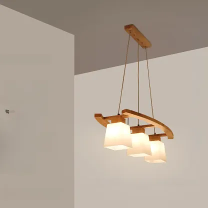Modern Wooden Glass Island Pendant Light Image - 6