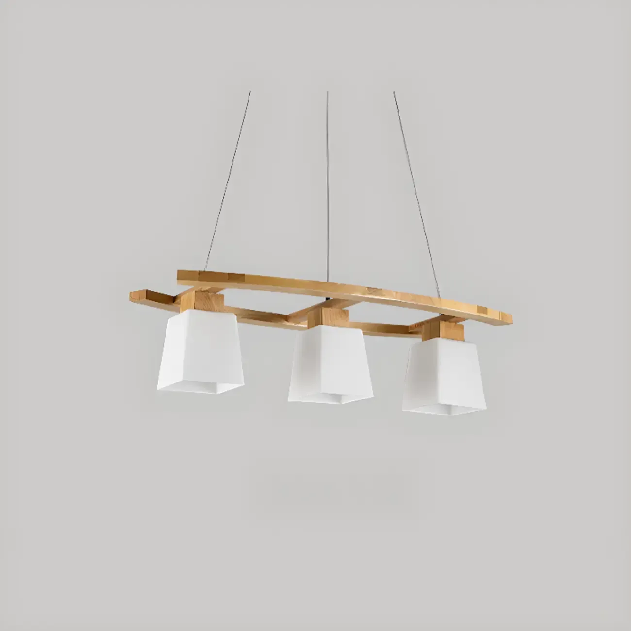Modern Wooden Glass Island Pendant Light Image - 7
