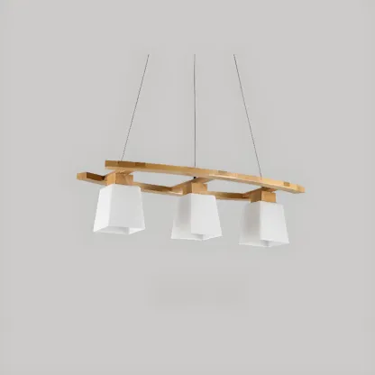 Modern Wooden Glass Island Pendant Light Image - 7