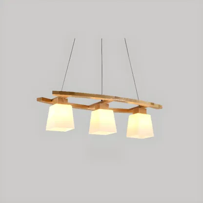 Modern Wooden Glass Island Pendant Light Image - 8