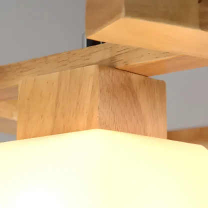 Modern Wooden Glass Island Pendant Light Image - 9