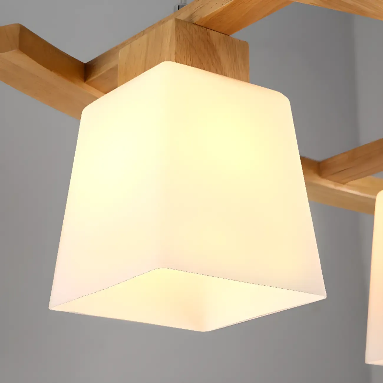Modern Wooden Glass Island Pendant Light Image - 10